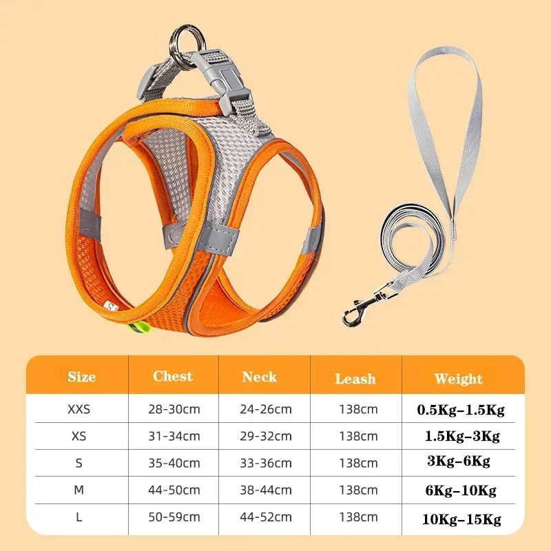 Dog Harness Leash Set for Small Dogs French Bulldog Chihuahua Pug Outdoor Walking Lead Leash Adjustable Puppy Cat Harness Vest - Image 12
