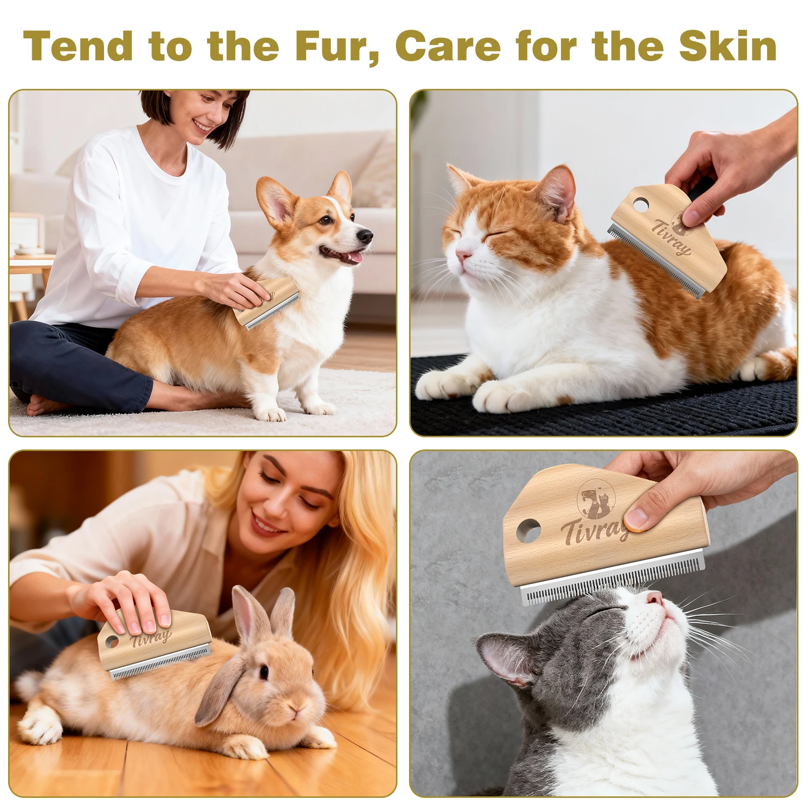 Dog Brush for Shedding Deshedding Brush for Dogs Pet Hair Removal Tool Painless Wood Remover for Pet Hair Cats Horses Cleaning - Image 7