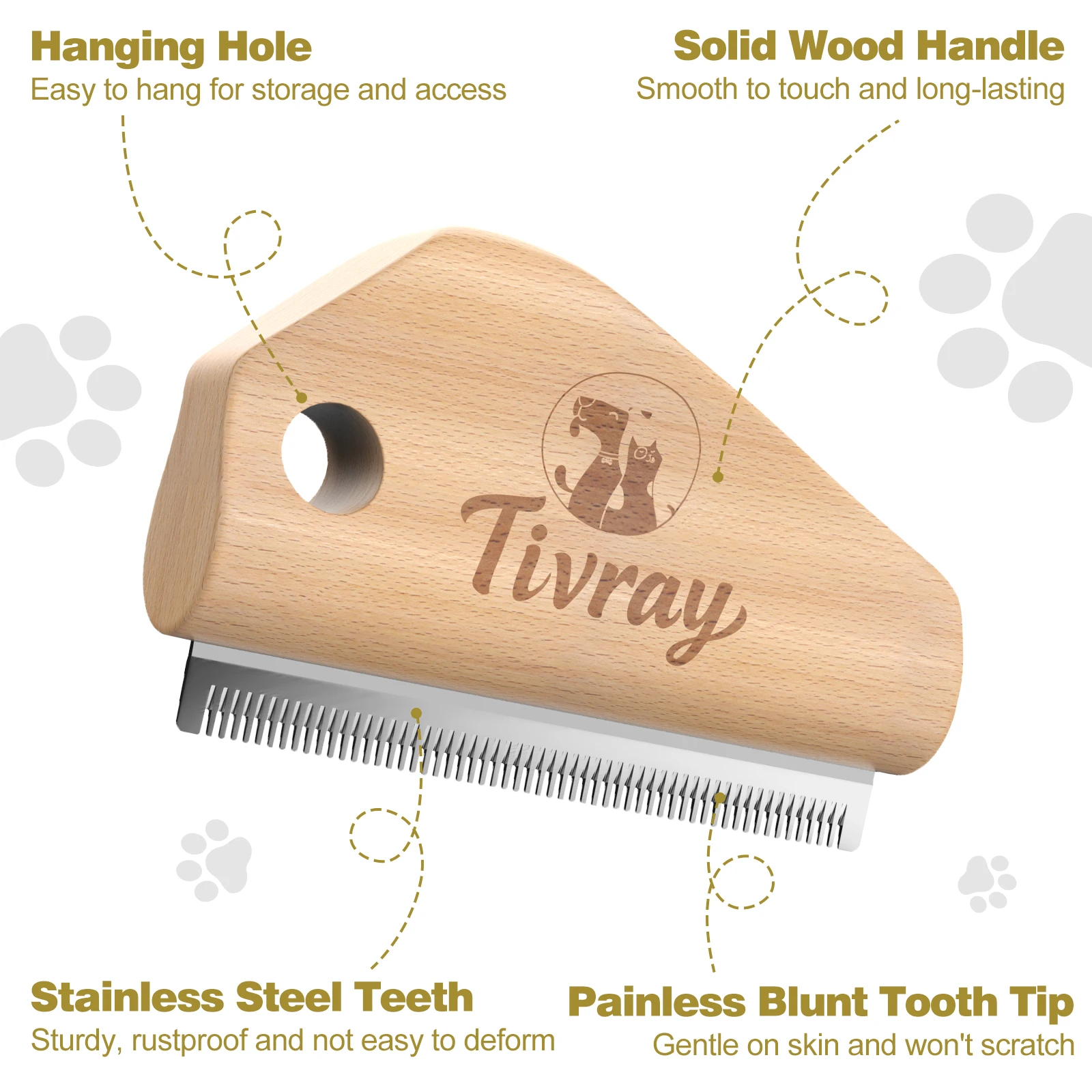 Dog Brush for Shedding Deshedding Brush for Dogs Pet Hair Removal Tool Painless Wood Remover for Pet Hair Cats Horses Cleaning - Image 4