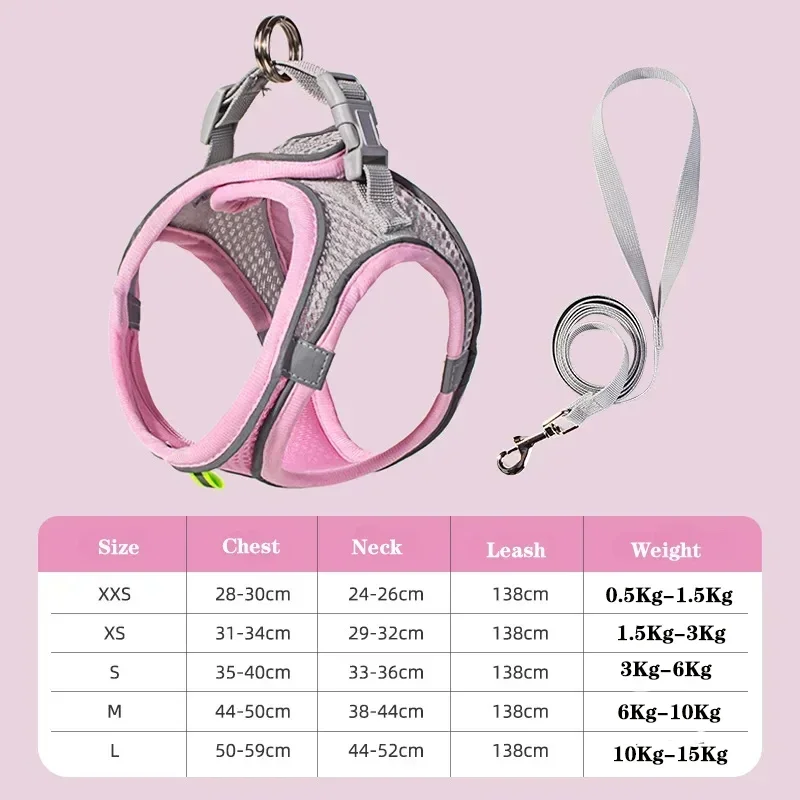 Dog Harness Leash Set for Small Dogs French Bulldog Chihuahua Pug Outdoor Walking Lead Leash Adjustable Puppy Cat Harness Vest - Image 8