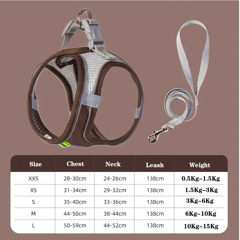 Dog Harness Leash Set for Small Dogs French Bulldog Chihuahua Pug Outdoor Walking Lead Leash Adjustable Puppy Cat Harness Vest - Image 10