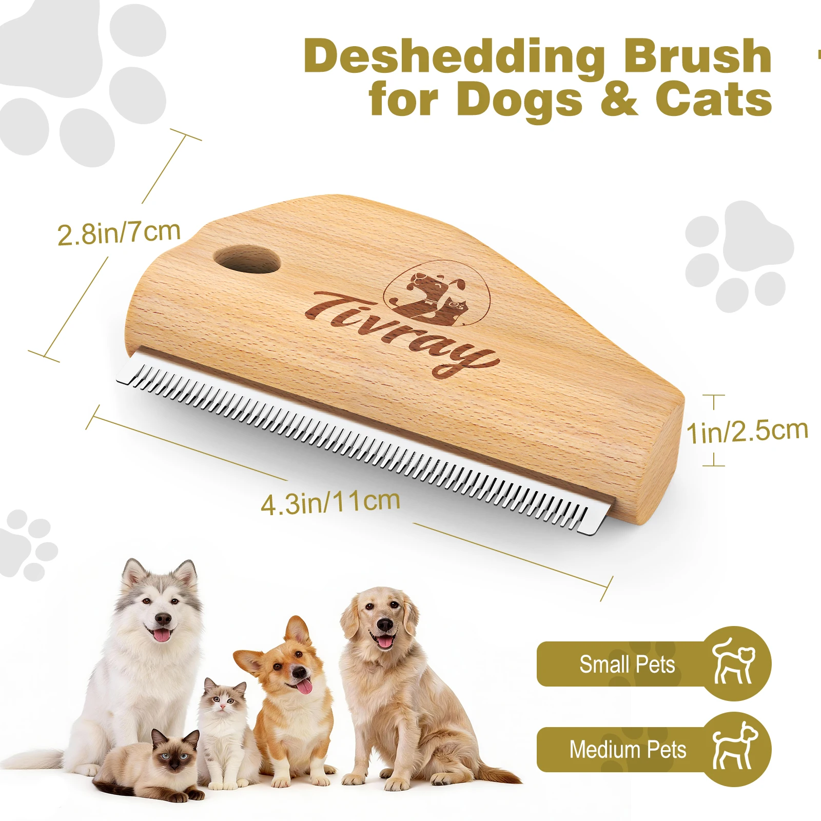 Dog Brush for Shedding Deshedding Brush for Dogs Pet Hair Removal Tool Painless Wood Remover for Pet Hair Cats Horses Cleaning - Image 5