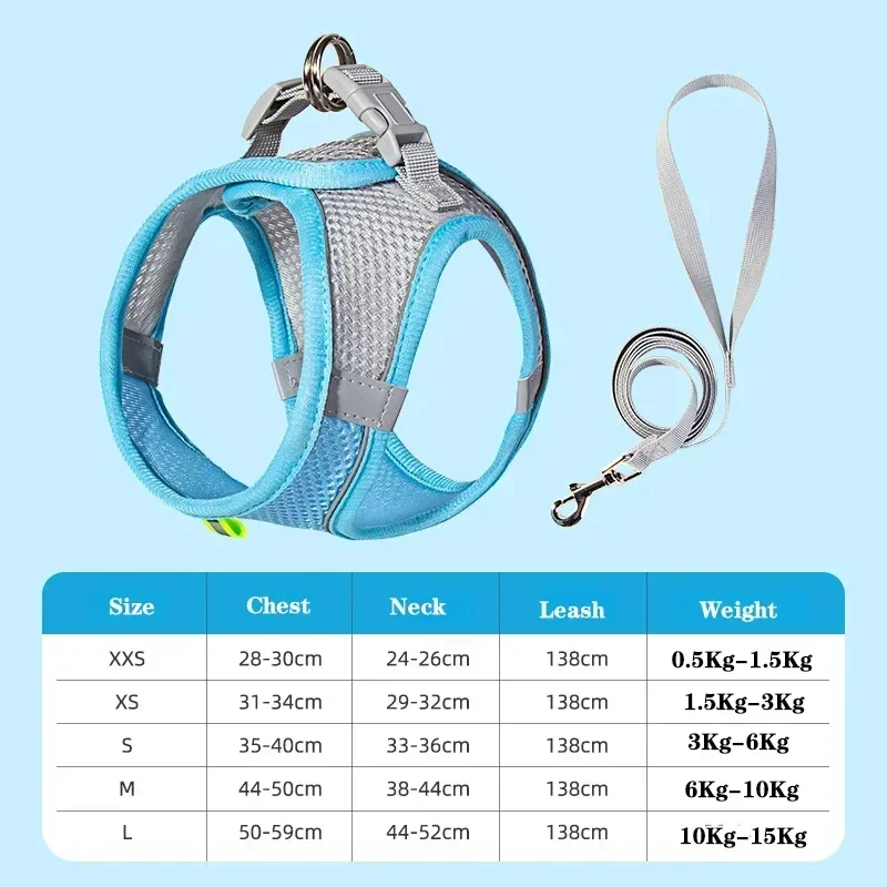 Dog Harness Leash Set for Small Dogs French Bulldog Chihuahua Pug Outdoor Walking Lead Leash Adjustable Puppy Cat Harness Vest - Image 7