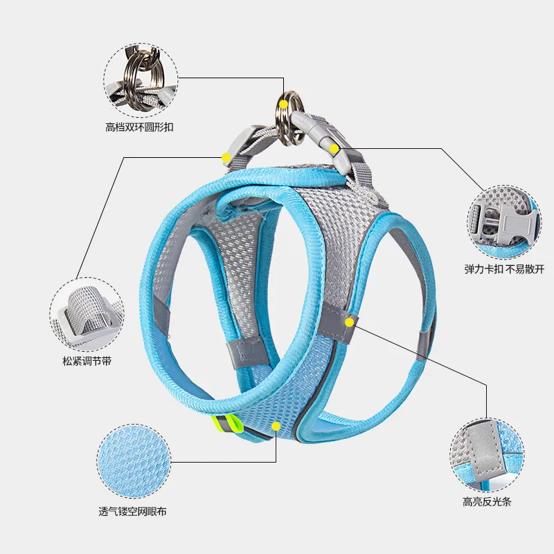 Dog Harness Leash Set for Small Dogs French Bulldog Chihuahua Pug Outdoor Walking Lead Leash Adjustable Puppy Cat Harness Vest - Image 14
