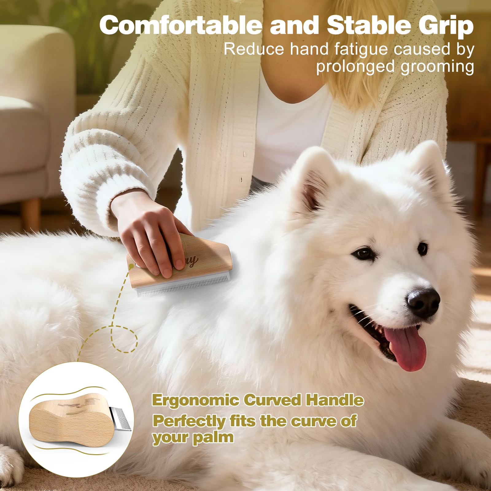 Dog Brush for Shedding Deshedding Brush for Dogs Pet Hair Removal Tool Painless Wood Remover for Pet Hair Cats Horses Cleaning - Image 3