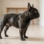 French Bulldog Nina standing in profile, showing her compact build