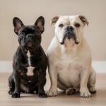 A French Bulldog beside a larger English Bulldog