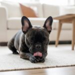 French Bulldog licking its paw, a common sign of food allergies